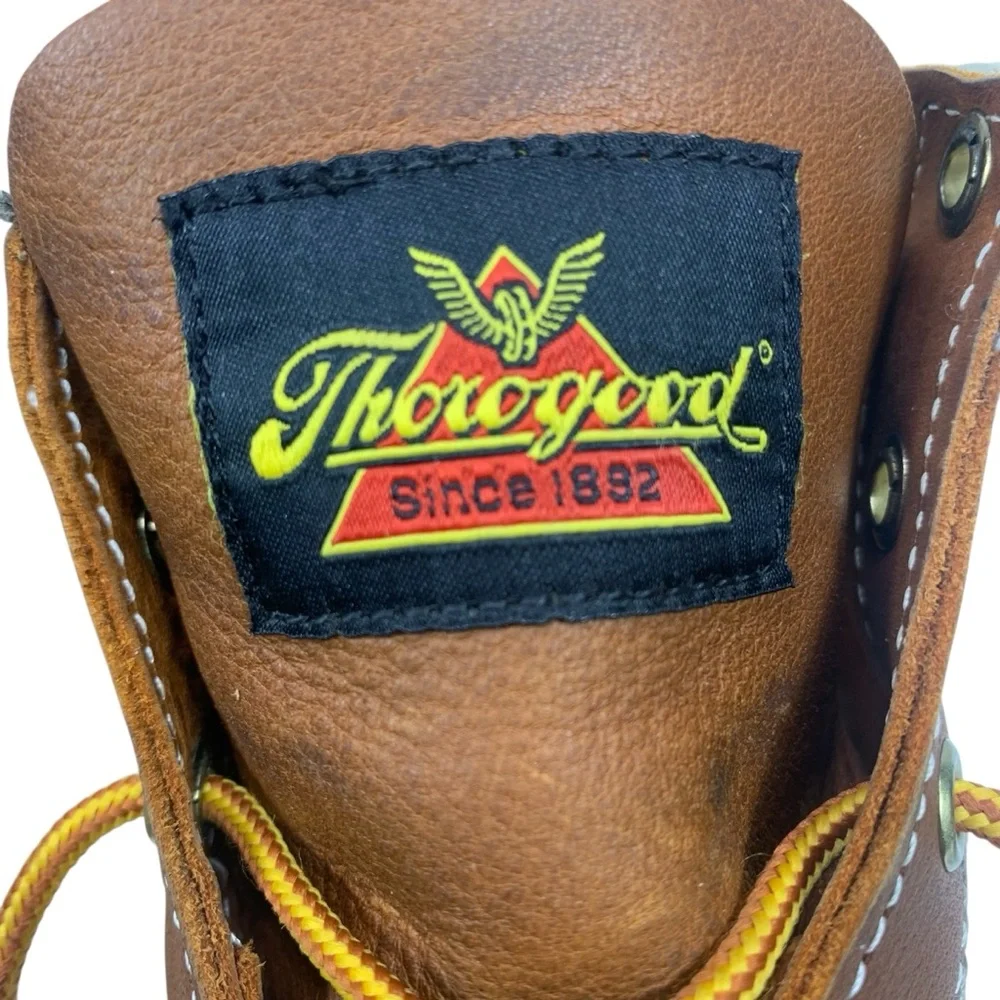 Thorogood Youth 4.5M‎ Moc Toe Leather Work Boots Brown Wedge Sole 2017